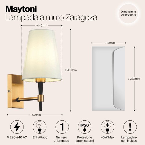 Настенный светильник (бра) Maytoni Zaragoza H001WL-01BS