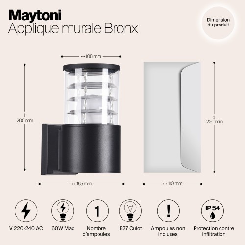 Настенный светильник (бра)  Maytoni Outdoor Bronx O576WL-01B
