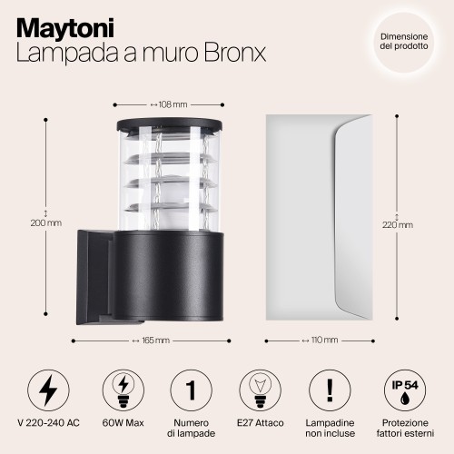 Настенный светильник (бра)  Maytoni Outdoor Bronx O576WL-01B