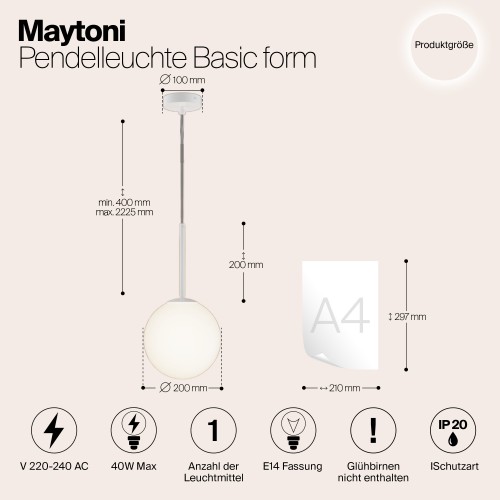 Подвесной светильник Maytoni Basic form MOD321PL-01W1
