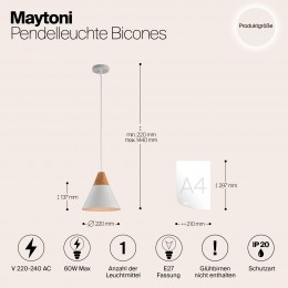 Подвесной светильник Maytoni Bicones P359-PL-01-W