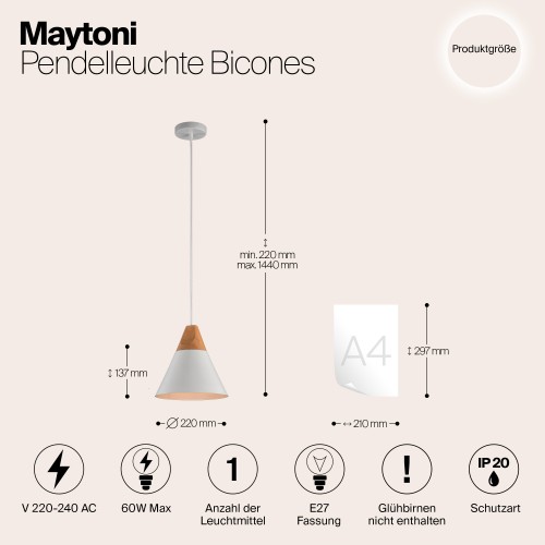 Подвесной светильник Maytoni Bicones P359-PL-01-W