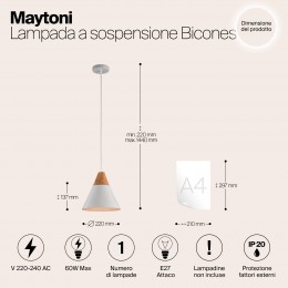 Подвесной светильник Maytoni Bicones P359-PL-01-W