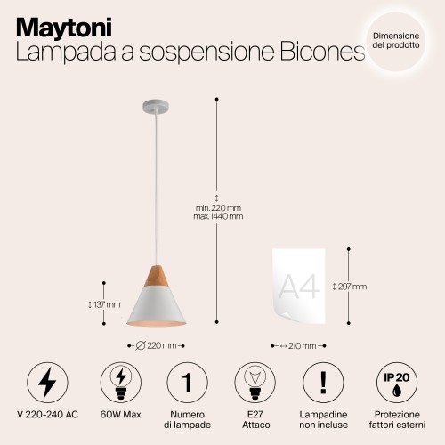 Подвесной светильник Maytoni Bicones P359-PL-01-W