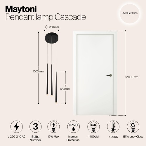 Подвесной светильник Maytoni Cascade MOD132PL-L28BK1