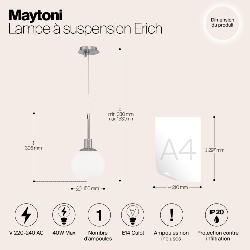 Подвесной светильник Maytoni Erich MOD221-PL-01-G