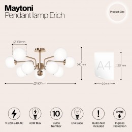 Подвесной светильник Maytoni Erich MOD221PL-10G