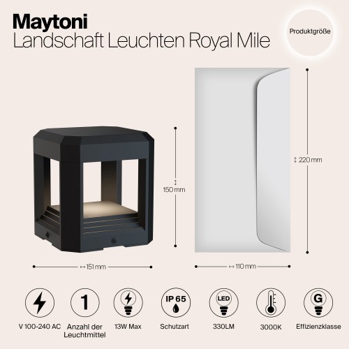 Ландшафтный светильник  Maytoni Outdoor Royal Mile O019FL-L13GR3K