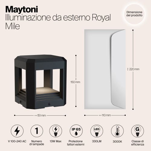 Ландшафтный светильник  Maytoni Outdoor Royal Mile O019FL-L13GR3K