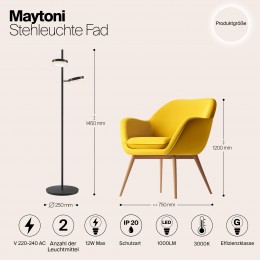 Напольный светильник (торшер) Maytoni Fad MOD070FL-L12B3K