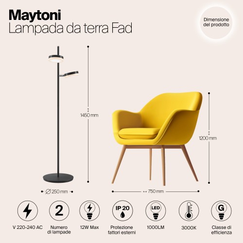 Напольный светильник (торшер) Maytoni Fad MOD070FL-L12B3K