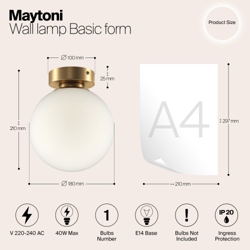 Настенный светильник (бра) Maytoni Basic form MOD321WL-01G2