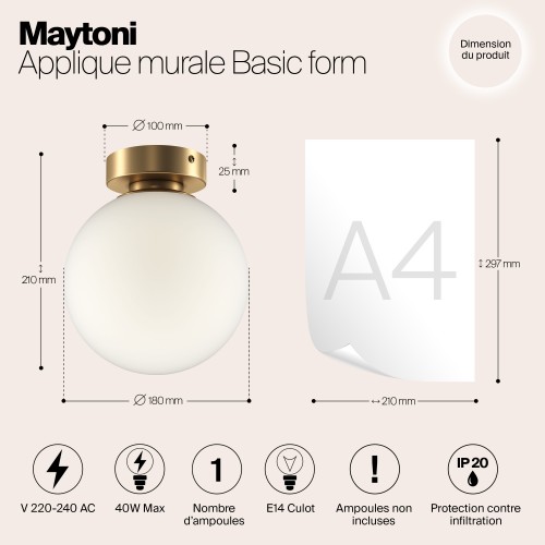 Настенный светильник (бра) Maytoni Basic form MOD321WL-01G2