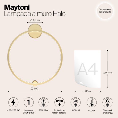 Настенный светильник (бра) Maytoni Halo MOD005WL-L22BSK1
