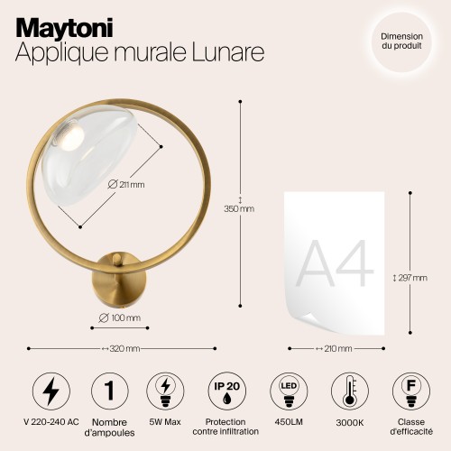 Настенный светильник (бра) Maytoni Lunare MOD327WL-L5BS3K