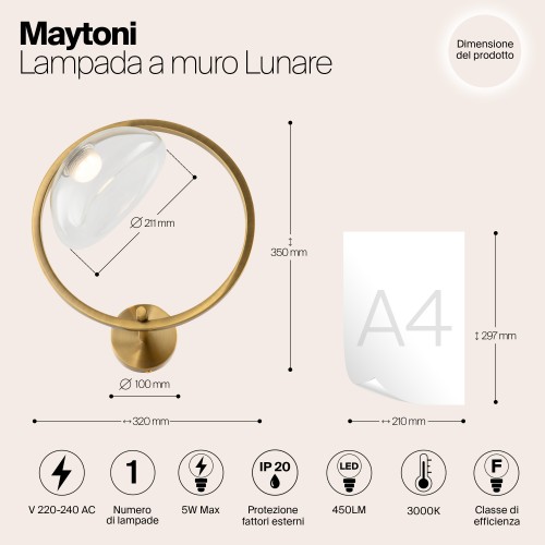 Настенный светильник (бра) Maytoni Lunare MOD327WL-L5BS3K