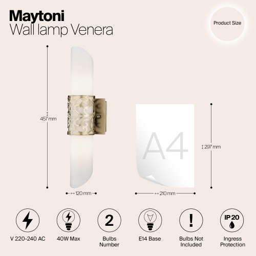 Настенный светильник (бра) Maytoni Venera H260-02-N