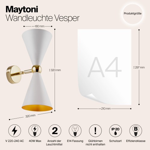 Настенный светильник (бра) Maytoni Vesper MOD108WL-02WG
