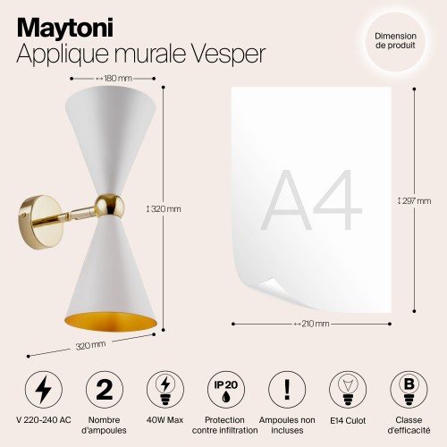 Настенный светильник (бра) Maytoni Vesper MOD108WL-02WG