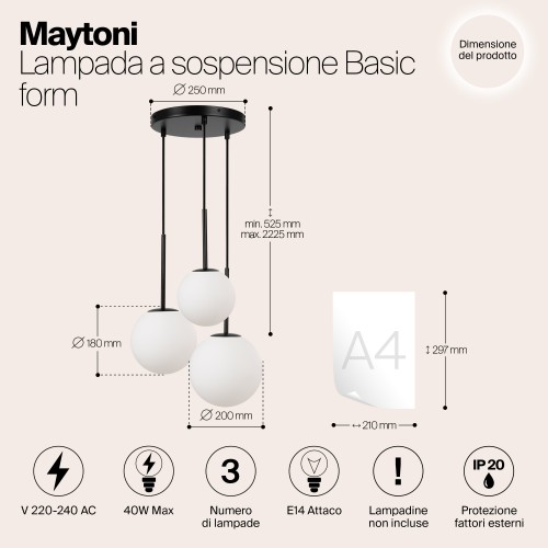Подвесной светильник Maytoni Basic form MOD321PL-03B