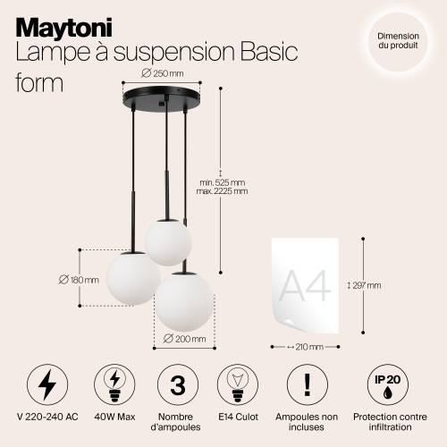 Подвесной светильник Maytoni Basic form MOD321PL-03B