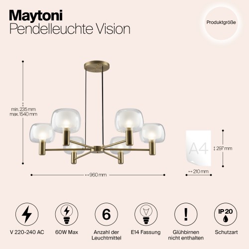 Подвесной светильник Maytoni Vision MOD411PL-06G