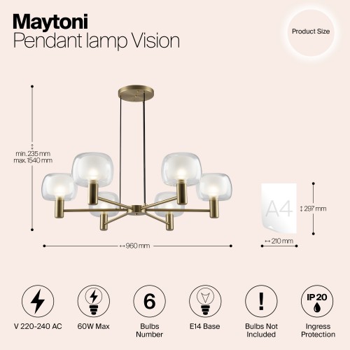 Подвесной светильник Maytoni Vision MOD411PL-06G