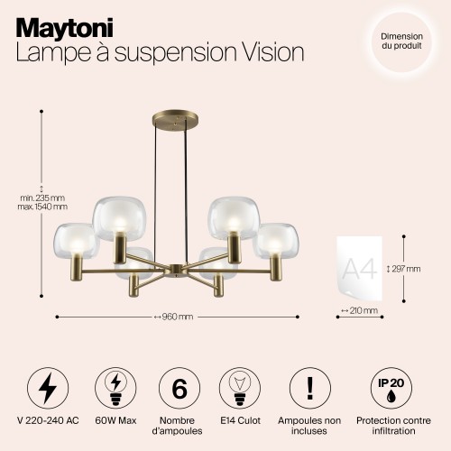 Подвесной светильник Maytoni Vision MOD411PL-06G