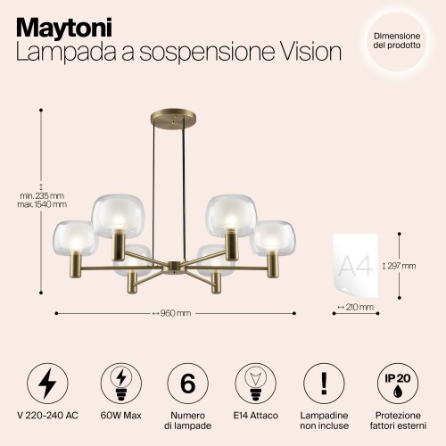 Подвесной светильник Maytoni Vision MOD411PL-06G