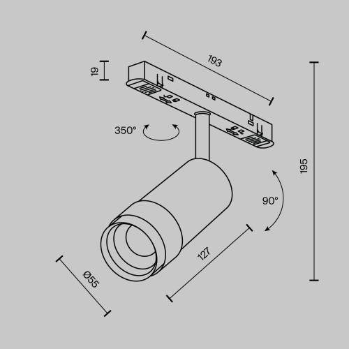Трековый светильник Technical TR212-4-12WTW-Z-DSZ-B
