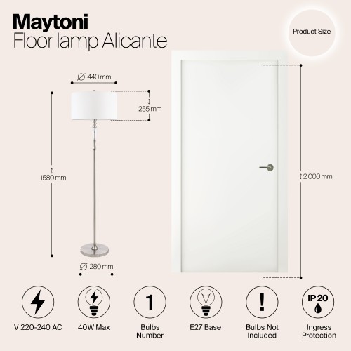Напольный светильник (торшер) Maytoni Alicante MOD014FL-01N