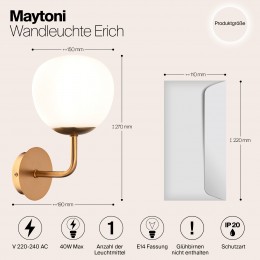 Настенный светильник (бра) Maytoni Erich MOD221-WL-01-G