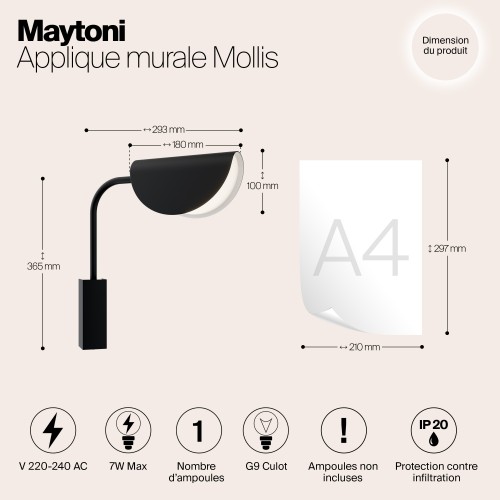 Настенный светильник (бра) Maytoni Mollis MOD126WL-01B