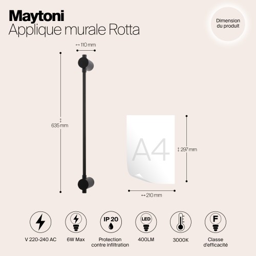 Настенный светильник (бра) Maytoni Rotta MOD413WL-L6B3K