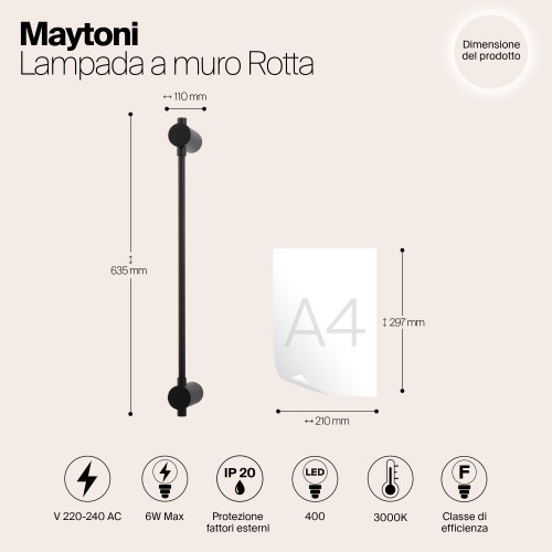 Настенный светильник (бра) Maytoni Rotta MOD413WL-L6B3K