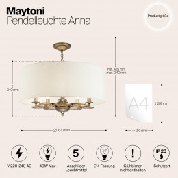 Подвесной светильник Maytoni Anna H007PL-05G