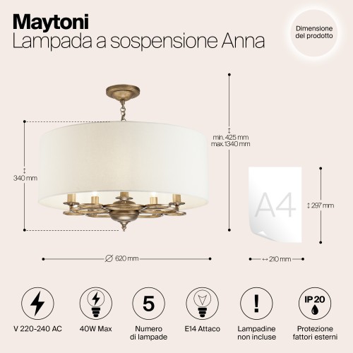 Подвесной светильник Maytoni Anna H007PL-05G