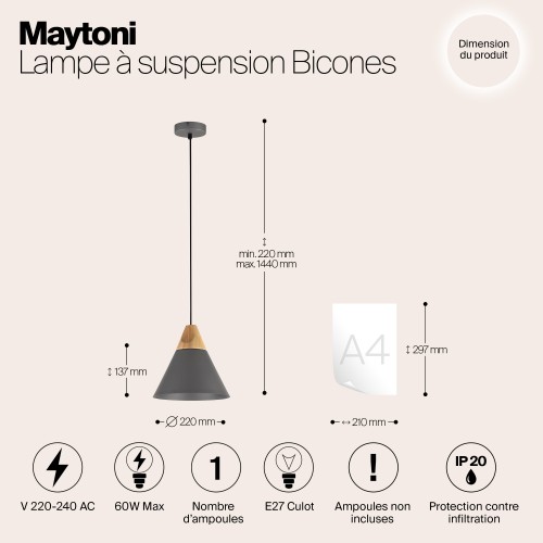 Подвесной светильник Maytoni Bicones P359-PL-220-C
