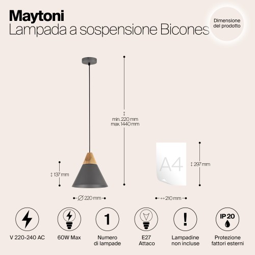 Подвесной светильник Maytoni Bicones P359-PL-220-C