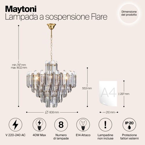 Подвесной светильник Maytoni Flare DIA200PL-08G