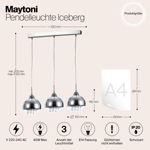 Подвесной светильник Maytoni Iceberg P012-PL-03-N
