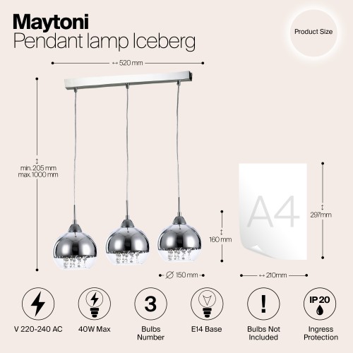 Подвесной светильник Maytoni Iceberg P012-PL-03-N