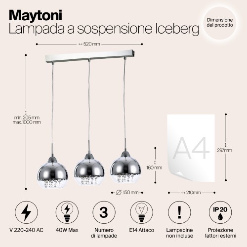 Подвесной светильник Maytoni Iceberg P012-PL-03-N