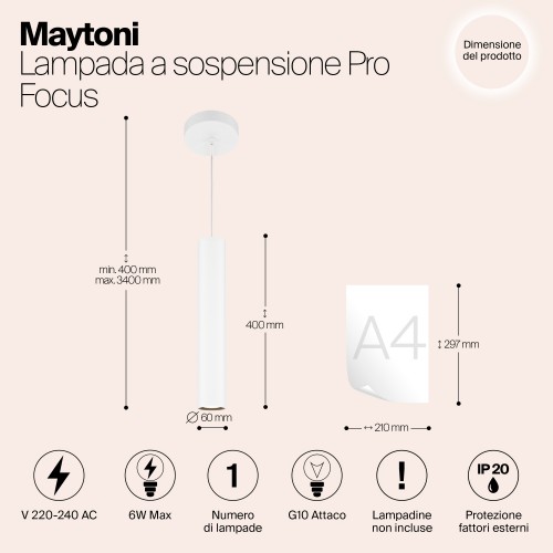 Подвесной светильник Maytoni Pro Focus MOD161PL-01W1