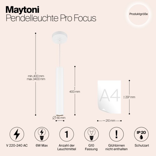 Подвесной светильник Maytoni Pro Focus MOD161PL-01W1