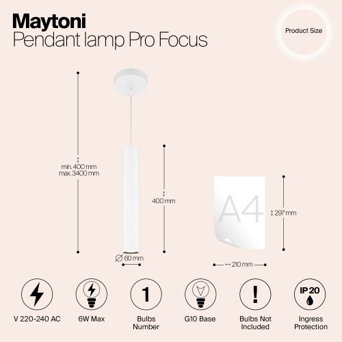 Подвесной светильник Maytoni Pro Focus MOD161PL-01W1
