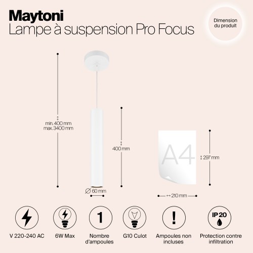 Подвесной светильник Maytoni Pro Focus MOD161PL-01W1