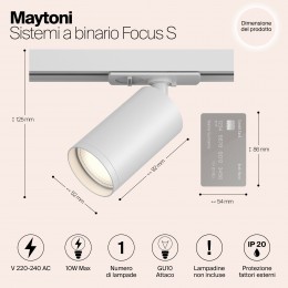 Трековый светильник Technical TR020-1-GU10-W